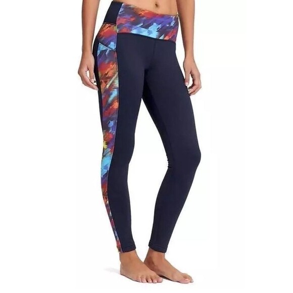 Womens Athleta NWT New Warm Lined Leggings Power Lift Pants Winter M Blue Red - Picture 1 of 6